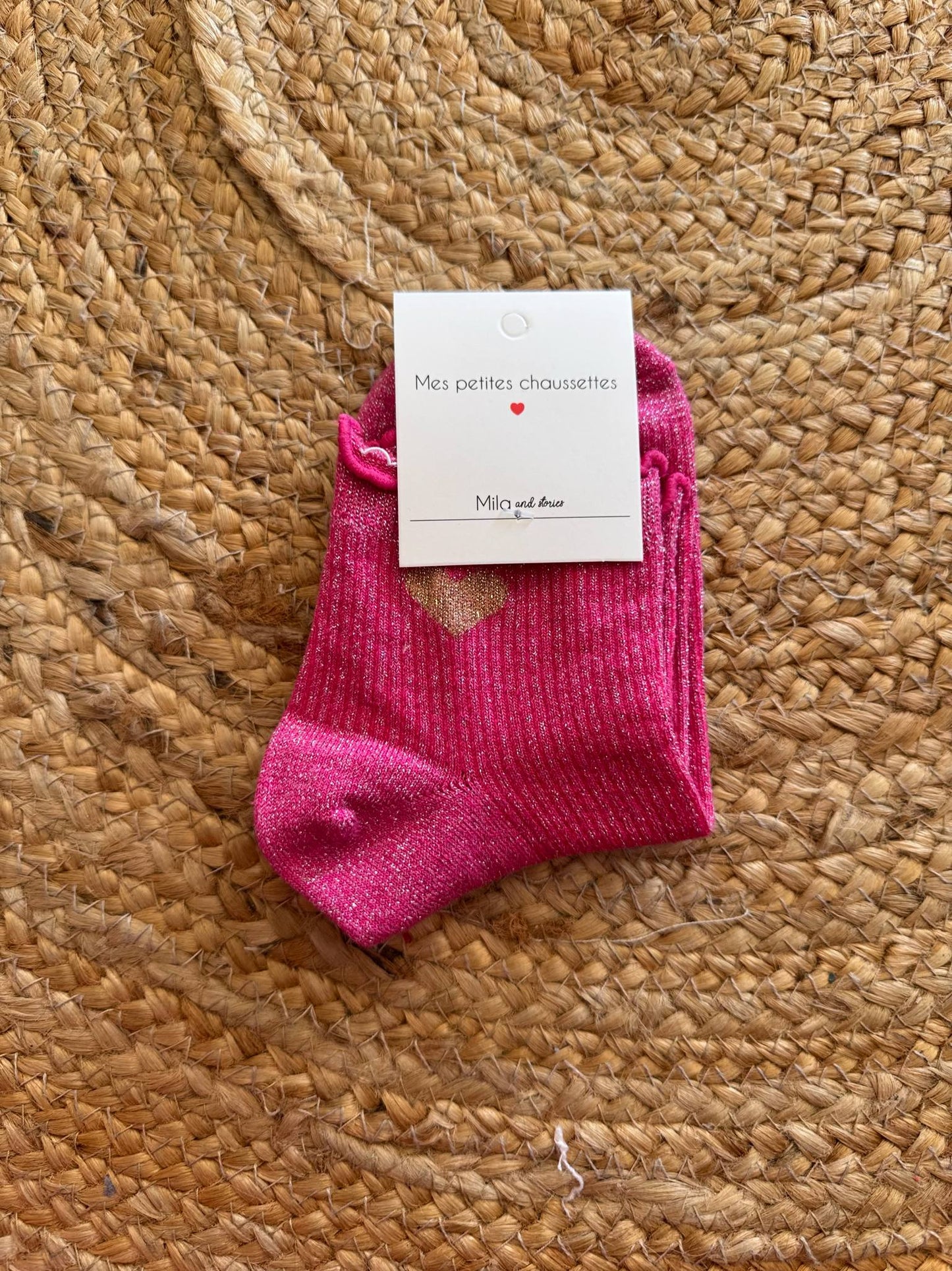 chaussette froufrou paillette coeur