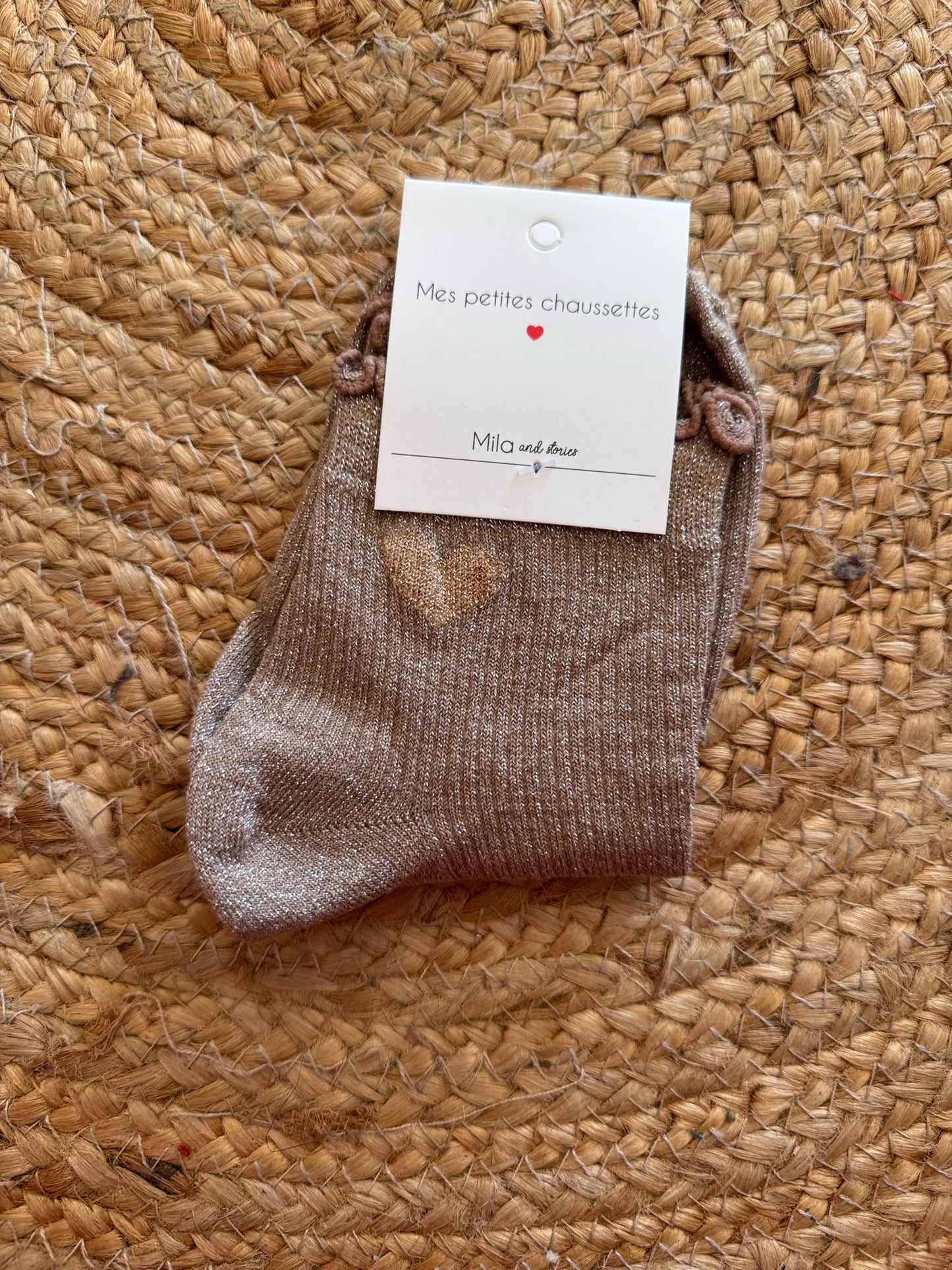 chaussette froufrou paillette coeur