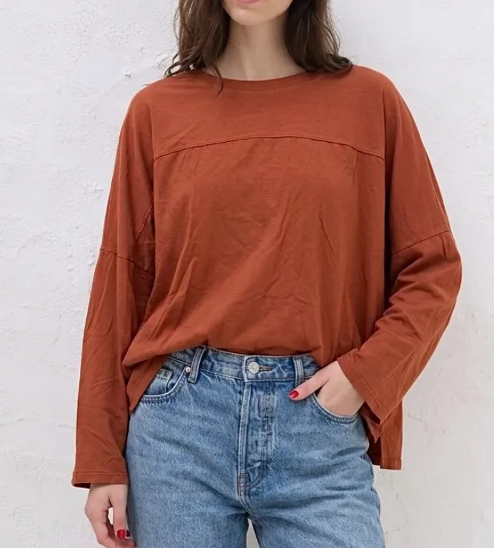 Blouse large col rond - Taille unique 36-48 (6 couleurs)