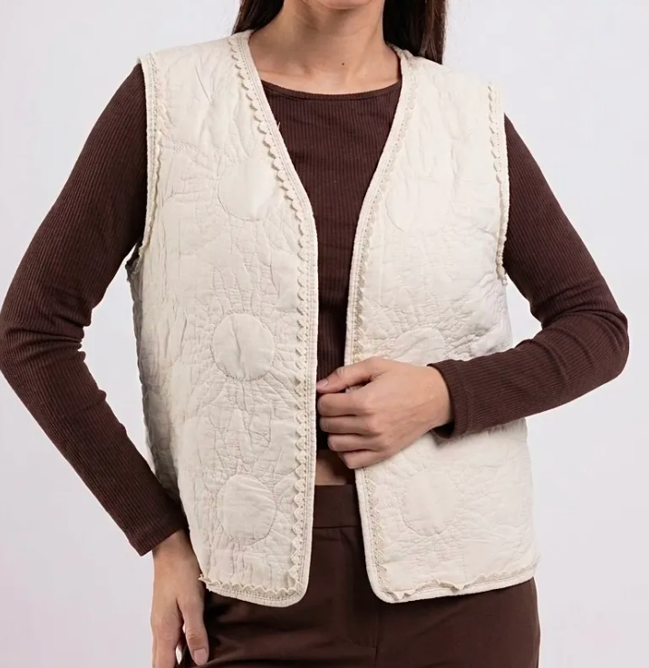 Gilet sans manches en gaze de coton - Taille Unique 36-46 (2 couleurs)
