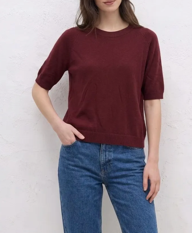 Pull tricot fin manches courtes - Taille Unique 36-46 (3 couleurs)