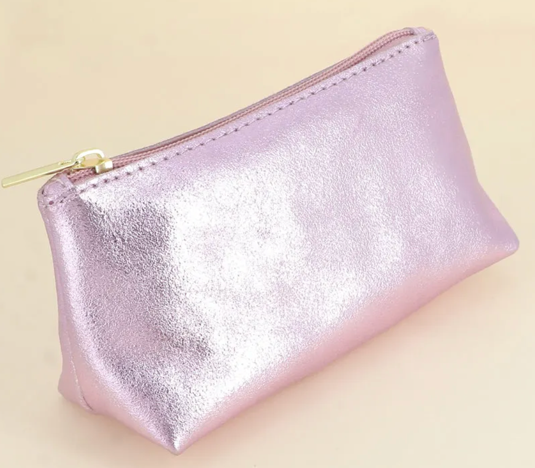 Pochette trousse cuir de vachette rose