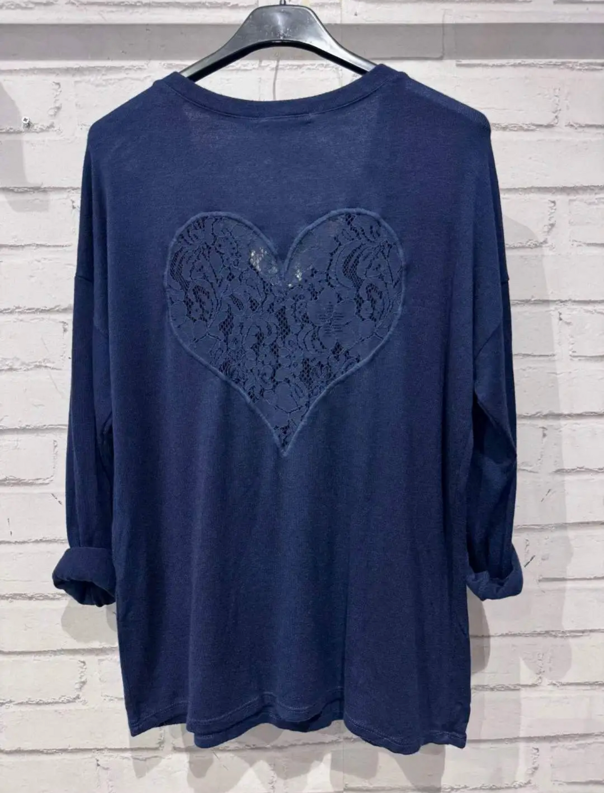 Pull fin dentelle au dos – Taille unique 36 - 46 (2 couleurs)