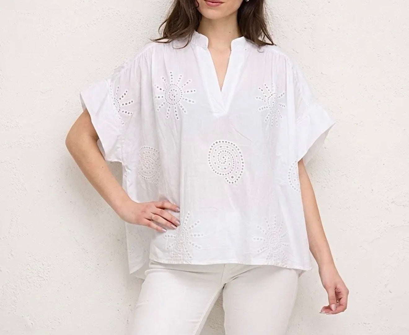 Blouse bohème motif coquillages - Taille unique 36-46 (2 couleurs)