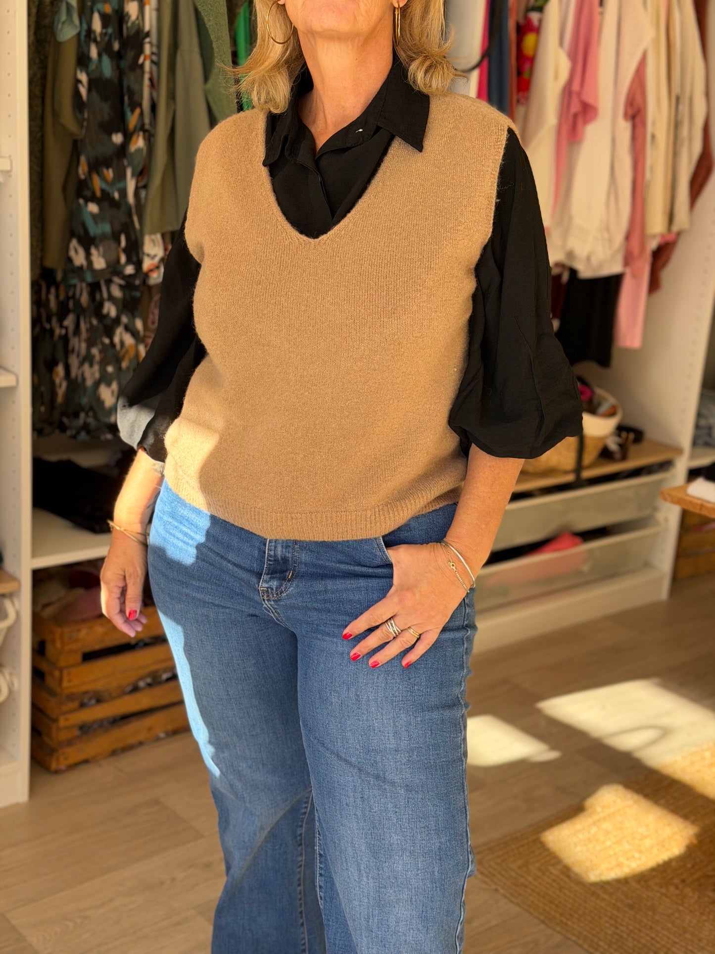 Pull sans manches camel - Taille unique 36 au 44