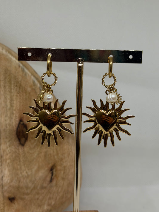 Boucles d'oreilles pendantes soleil