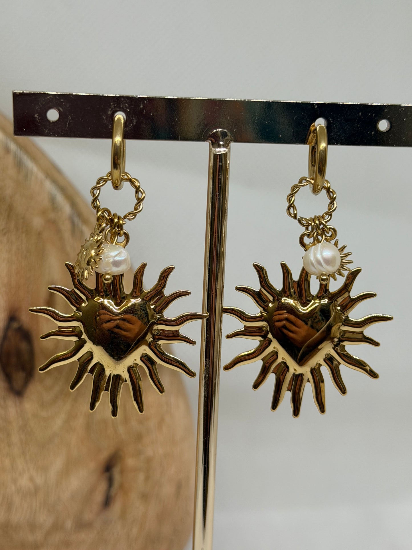 Boucles d'oreilles pendantes soleil