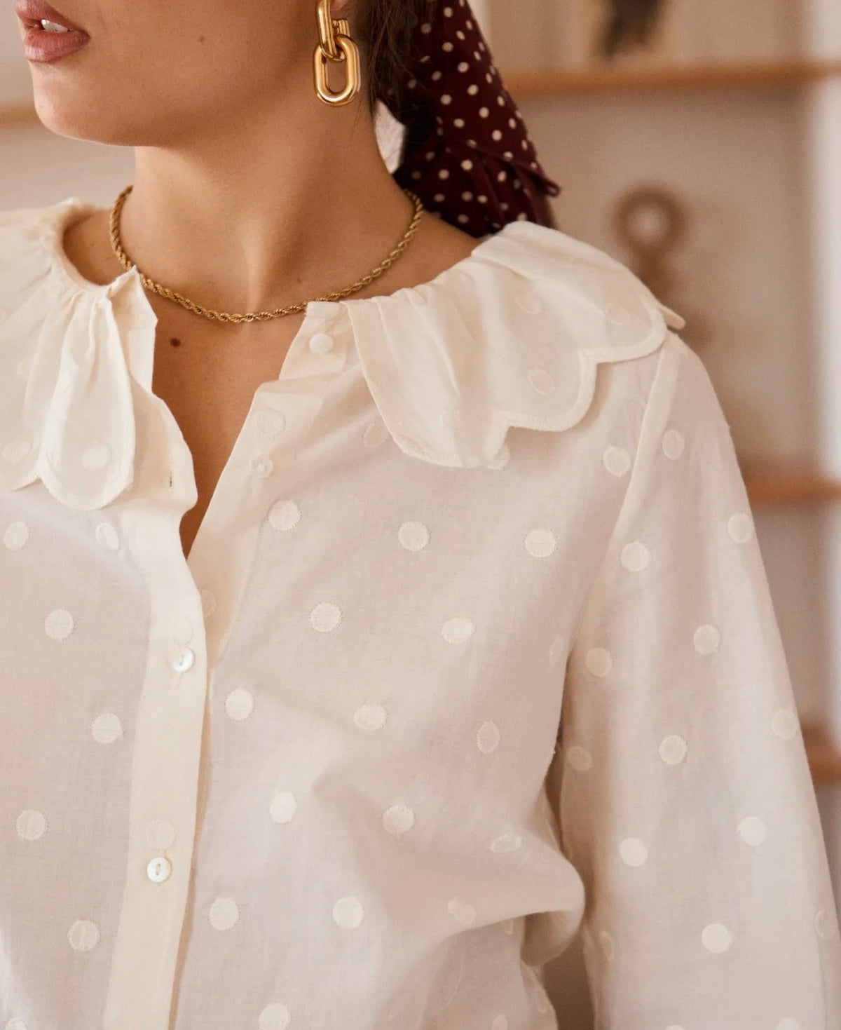 Blouse blanche a pois - Du S au L