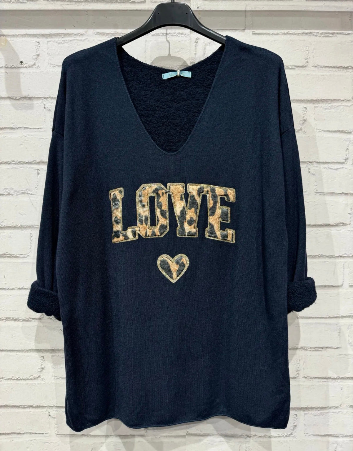 Pull love léopard - Taille unique 36-46 (2 couleurs)