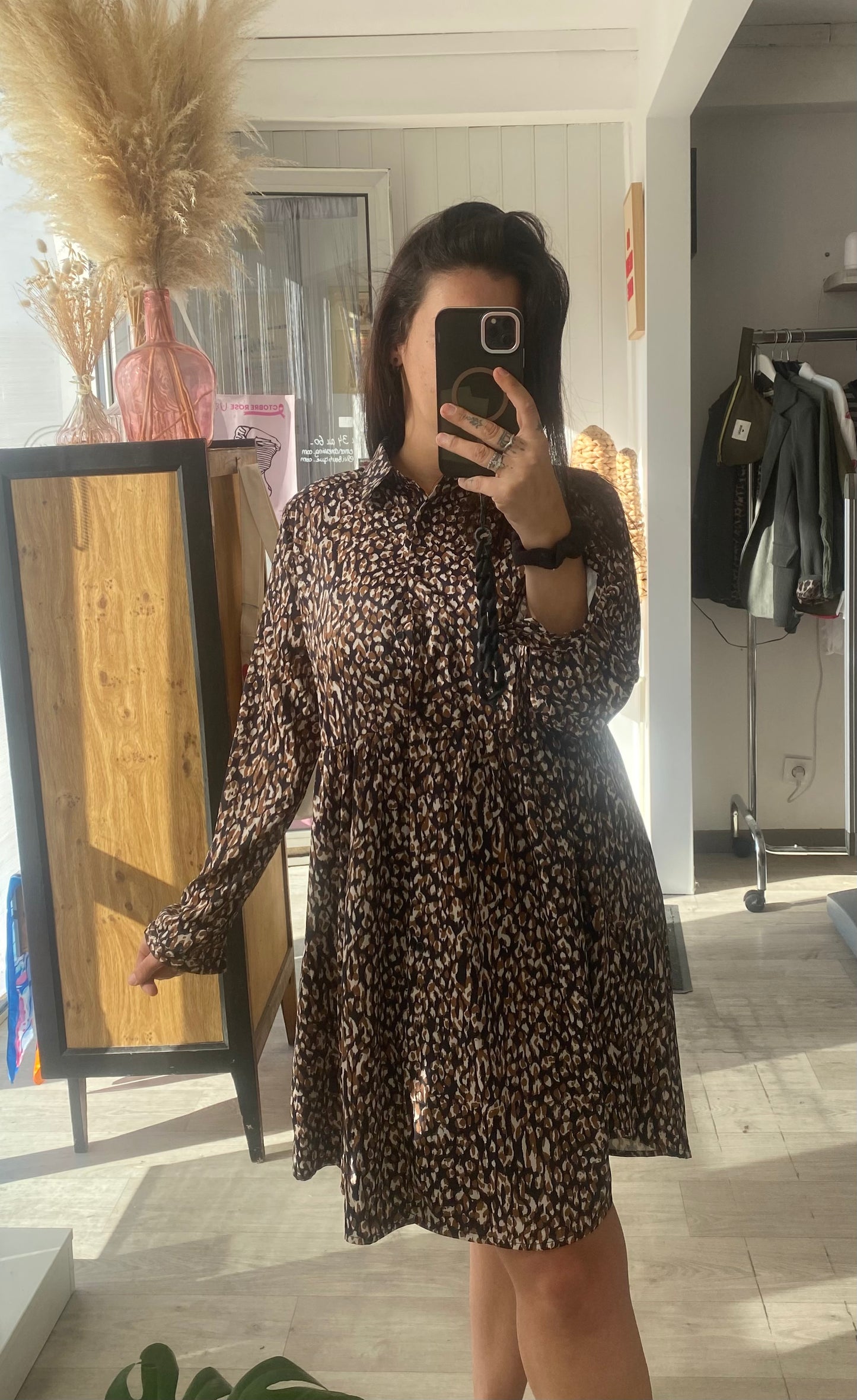 Robe courte marron tachetée – Tailles S/M et M/L