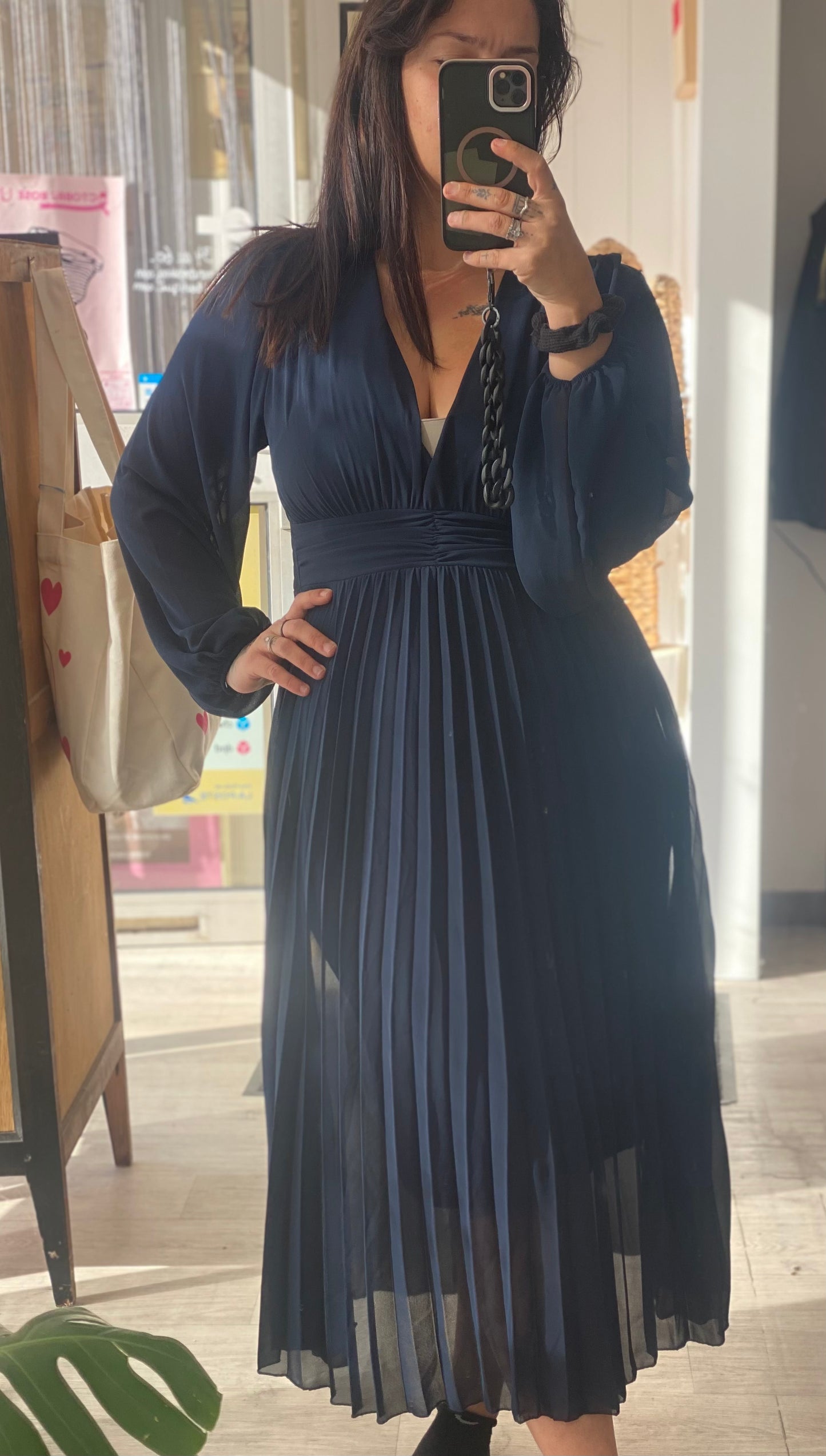 Robe longue bleu marine – Taille unique 34-42