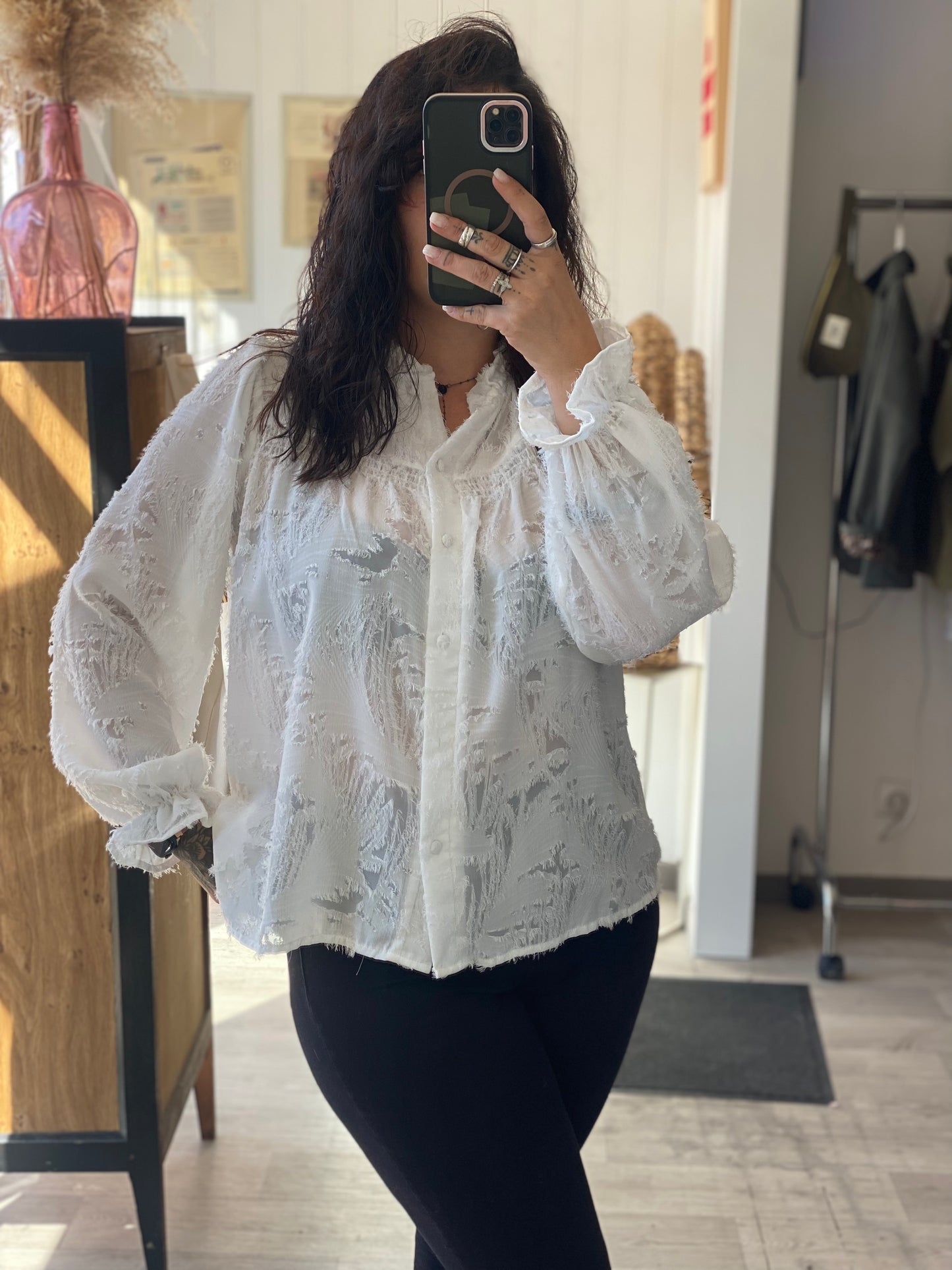 Chemisier blanc fluide style classique