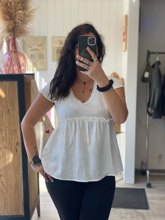 Haut en gaze de coton _ RESTE JAUNE EN S/M