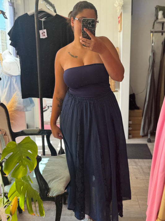 Jupe bohème doublée longue - Taille unique 36-46 (2 couleurs)