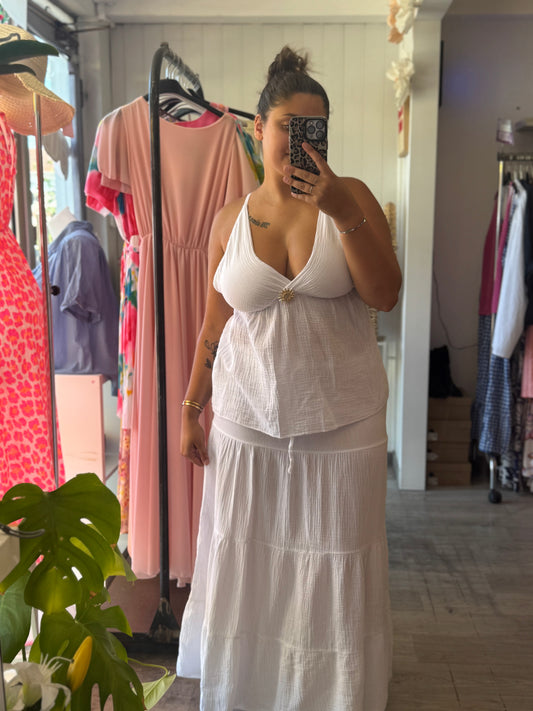 Top a bretelle en gaze de coton - Taille unique 36-44/46 (4 couleurs)