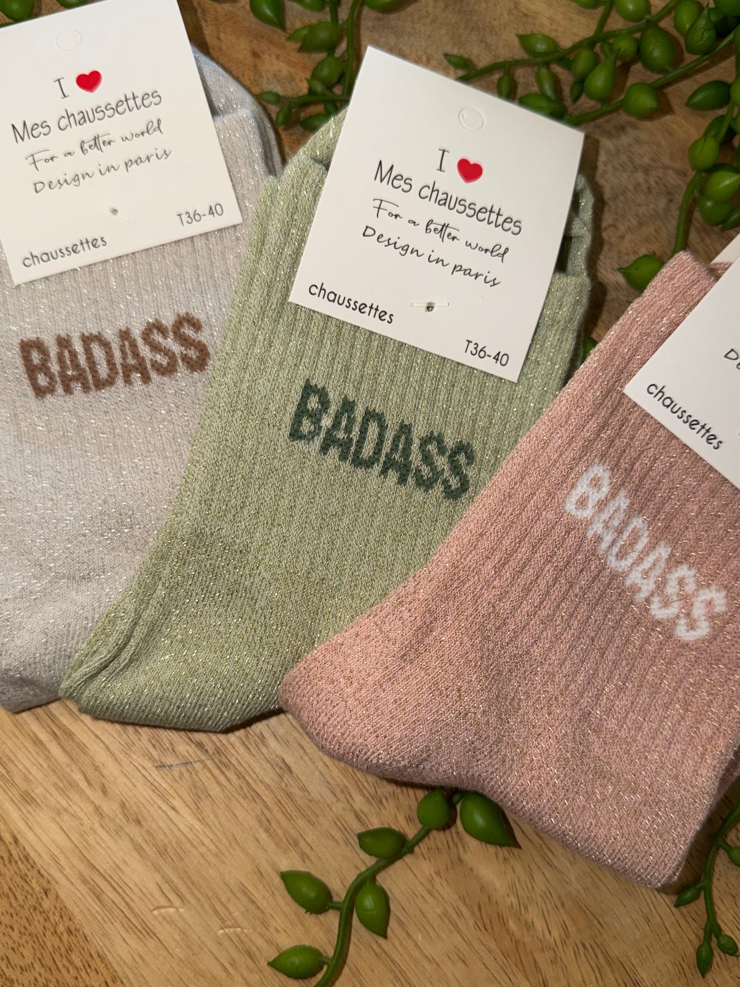 Chaussettes à paillettes "Badass" - TU 36/40 (3 couleurs)