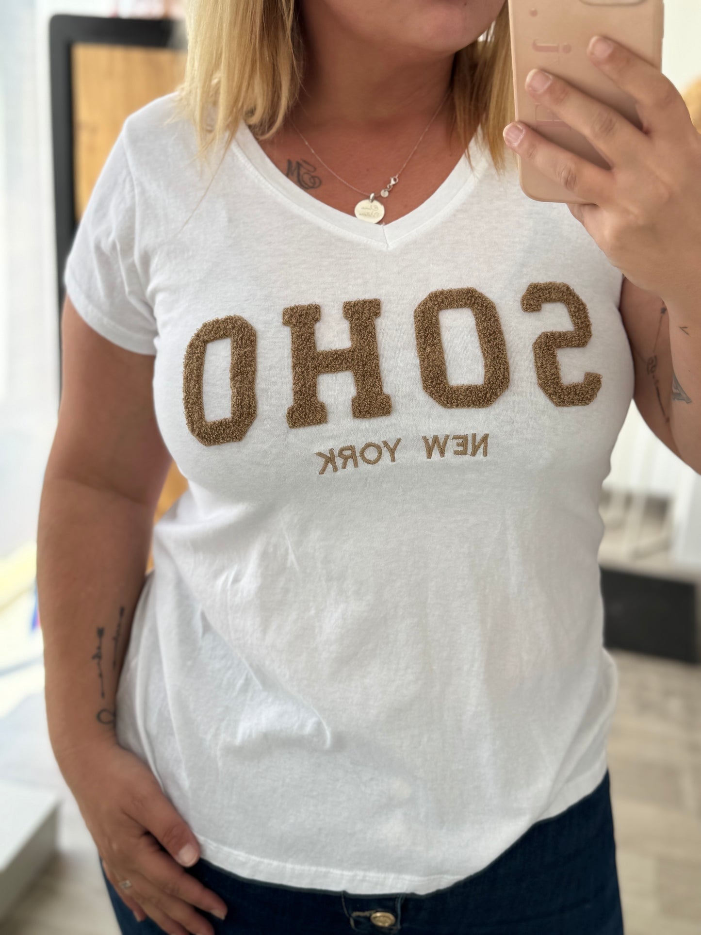 t shirt marron bouclette soho