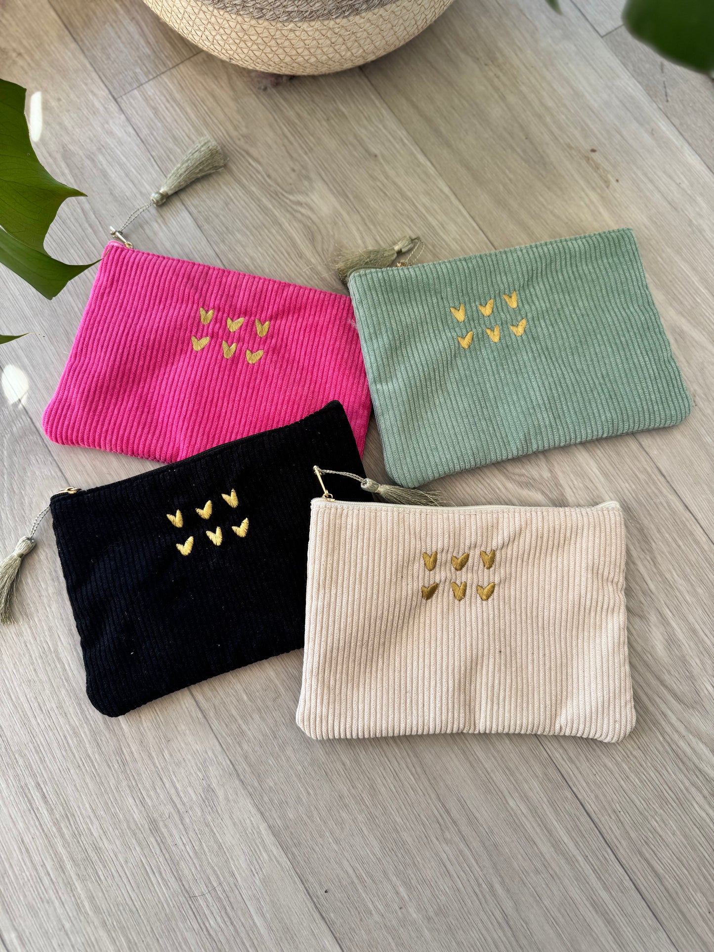 Grande pochette effet velours coeurs (4 modèles)