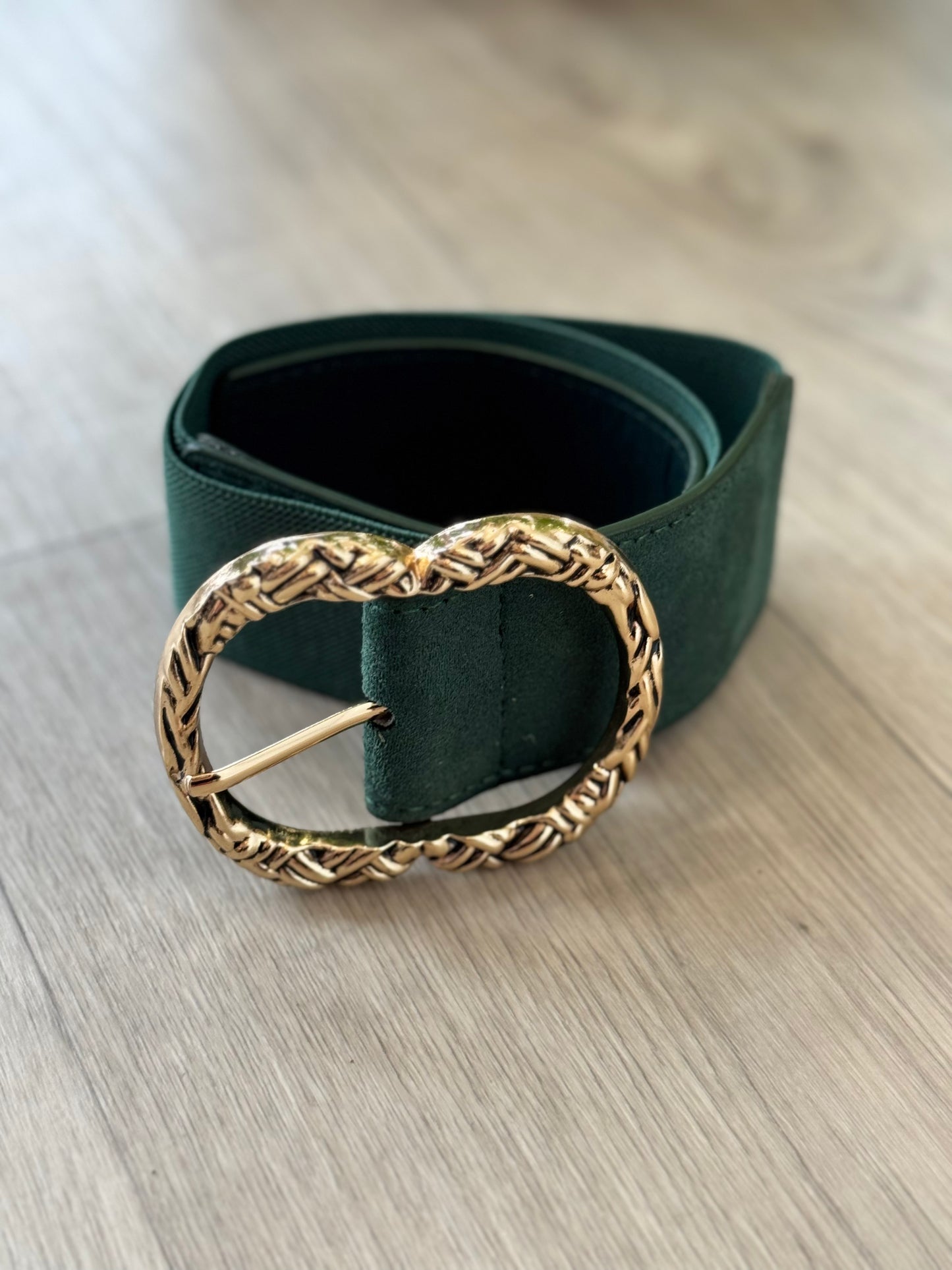 Ceinture élastique verte boucle dorée TU 34-46