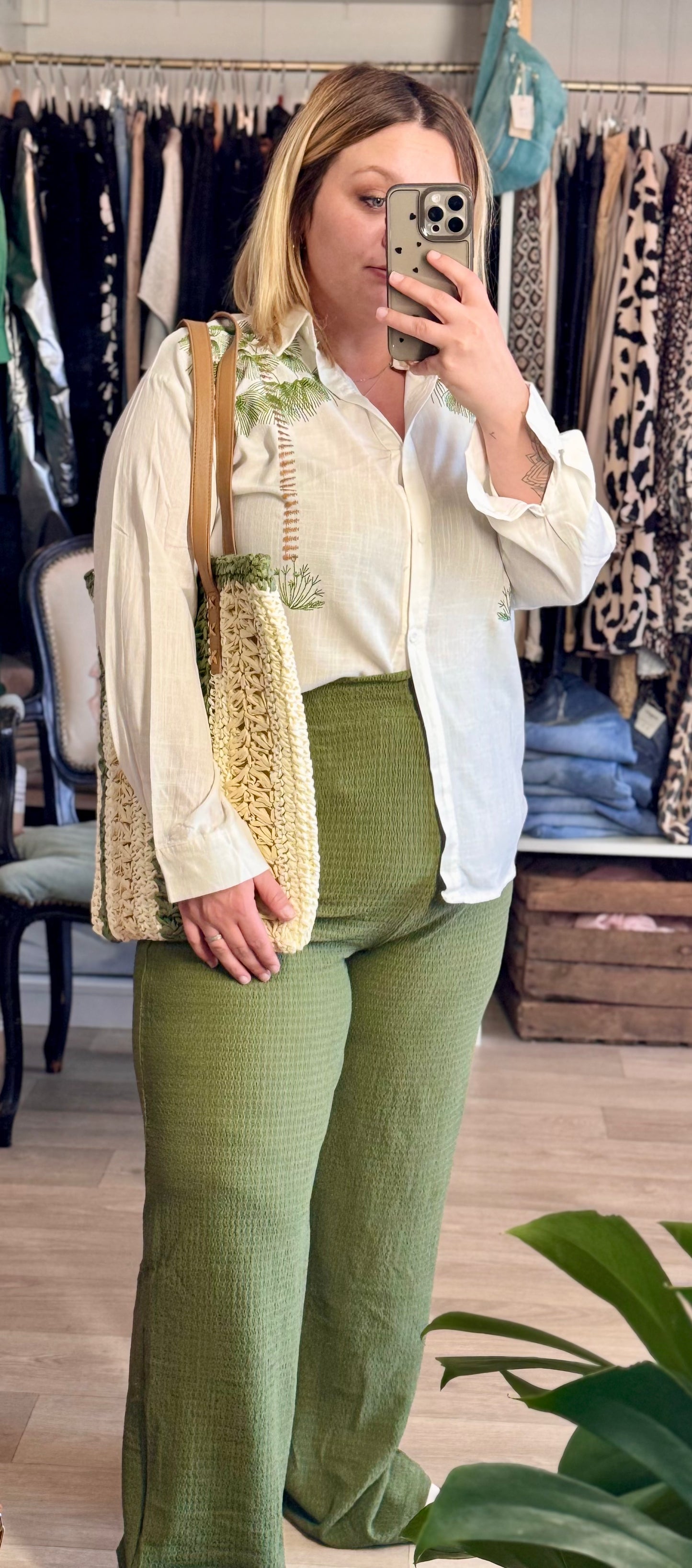 sac paille porte épaule kaki beige