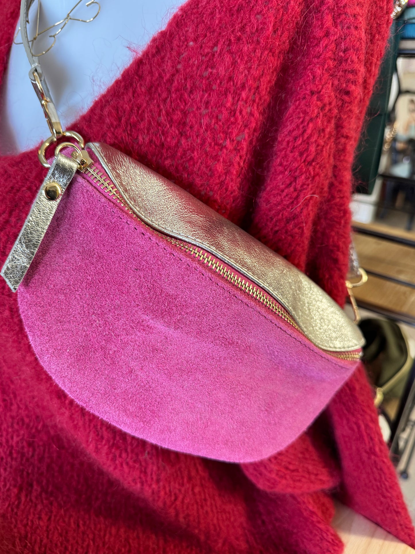 Sacoche banane dorée et rose