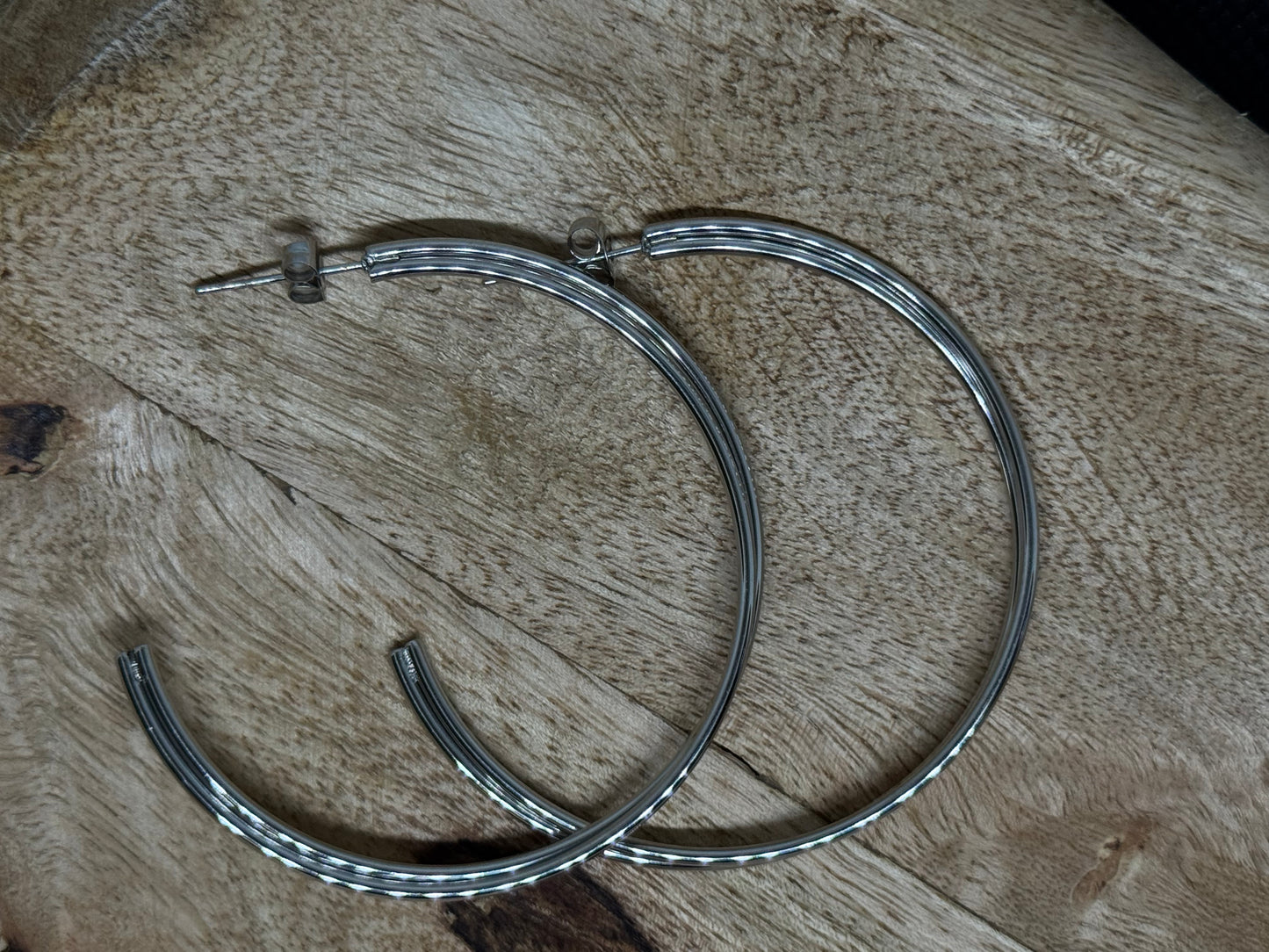 Créoles argentées – 3 ou 5 cm (3 modèles)