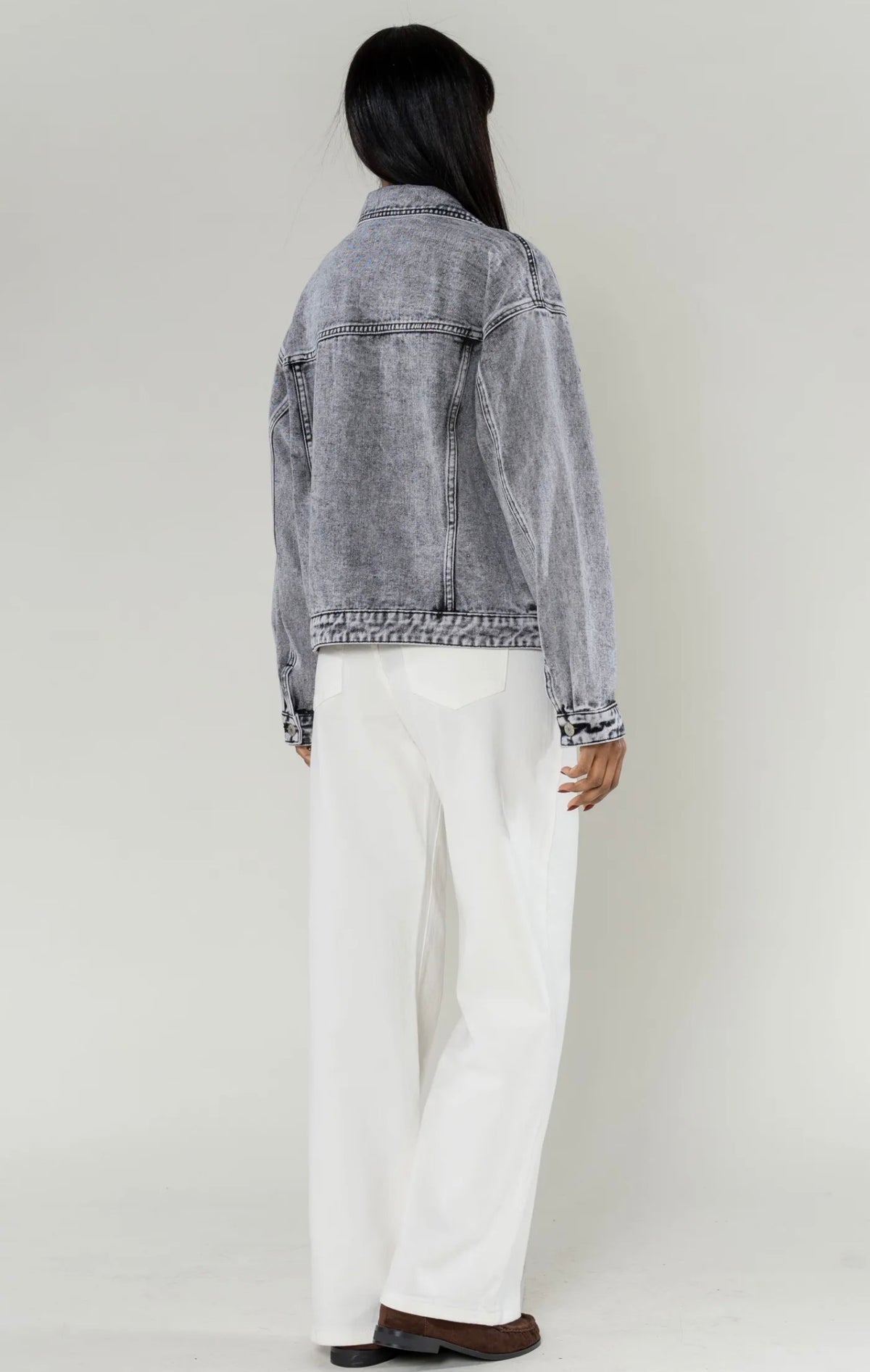 Veste en jean gris clair - Du S au L - Nina Carter