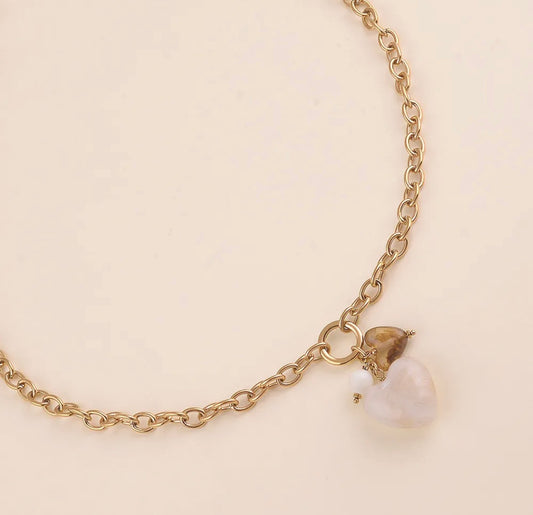 Collier double coeur en résine (2 couleurs)