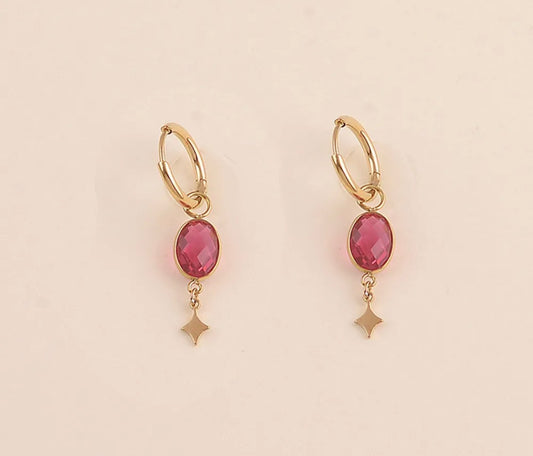 Créoles cristal ovale et étoile (3 couleurs)