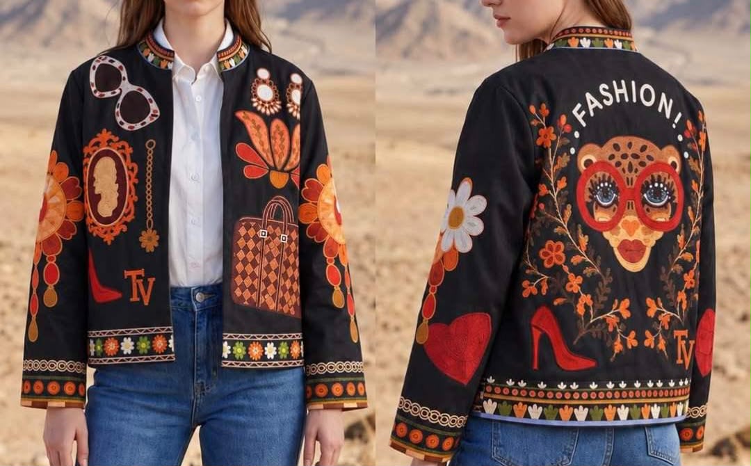 Veste effet daim imprimée avec deux poches - Taille unique 36 au 48 (3 couleurs)