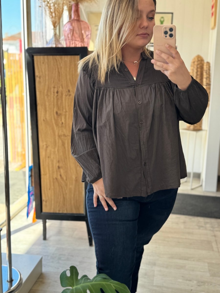 Blouse manches longues en coton (2 couleurs) - C MON DRESSING