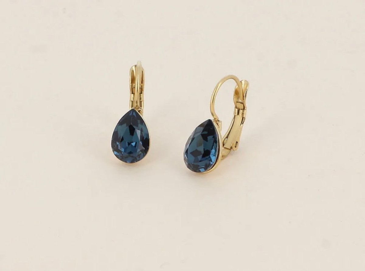 Boucles d’oreilles dormeuses bleu nuit - cristaux de Swarovski® - C MON DRESSING