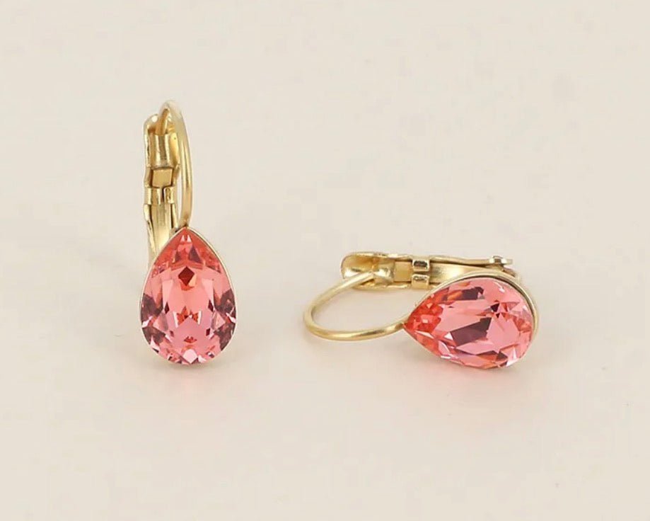 Boucles d’oreilles dormeuses rose - cristaux de Swarovski® - C MON DRESSING
