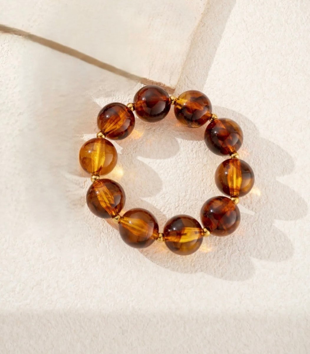 Bracelet élastique perles ambre résine marbrée - C MON DRESSING
