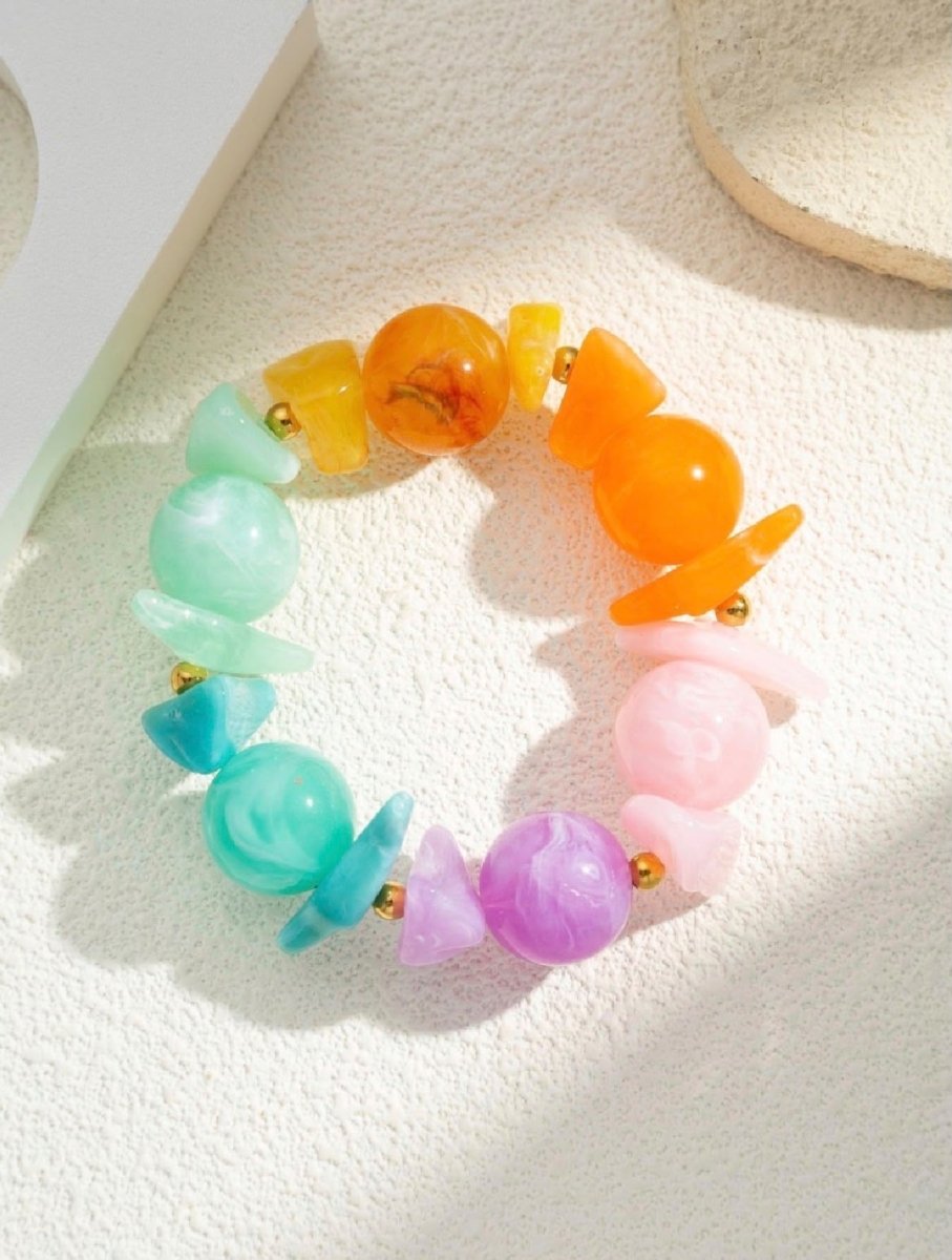 Bracelet élastique perles résine marbrée - C MON DRESSING