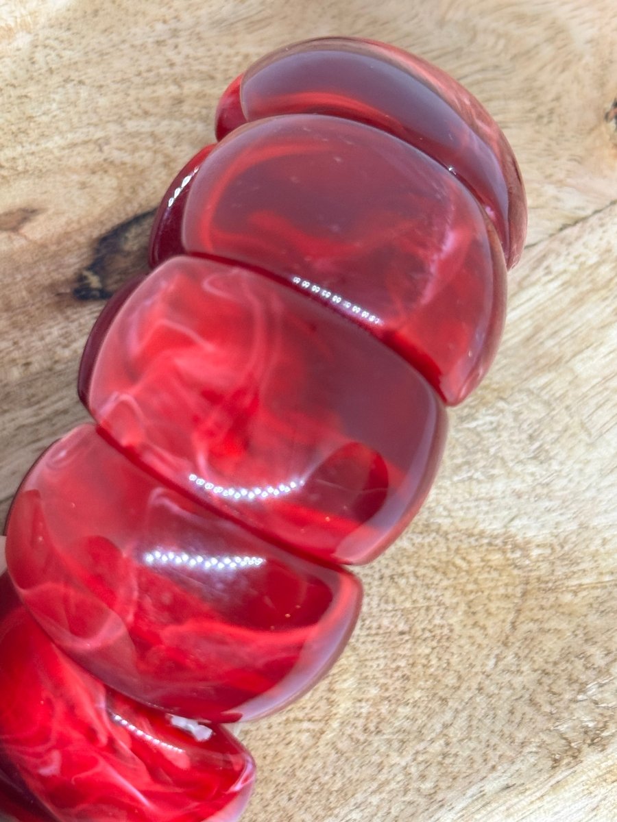 Bracelet élastique résine rouge bordeaux - C MON DRESSING