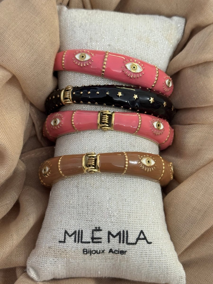 Bracelet en acier inoxydable – Motif œil, (3 coloris au choix) - C MON DRESSING