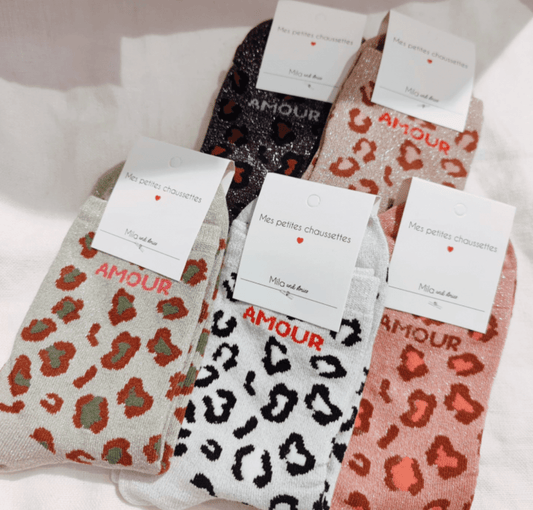 Chaussettes à paillettes léopard Amour - TU 36/40 (5 couleurs) - C MON DRESSING