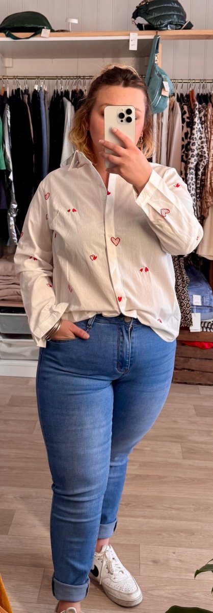 Chemise blanche coeur rouge du L - 4XL - C MON DRESSING