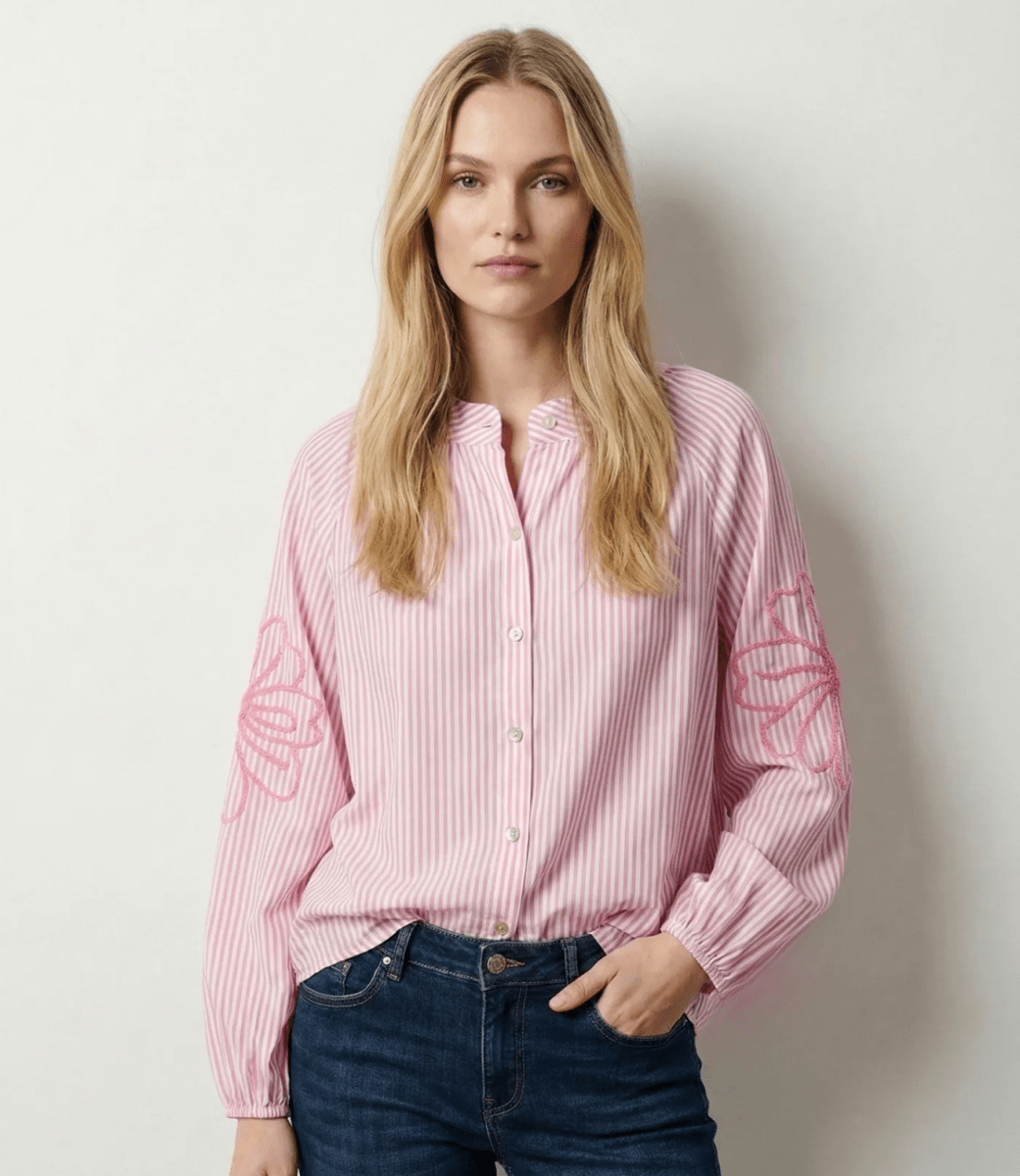 Chemise rayée en avec broderie manches – Taille unique 36 - 44/46 (5 couleurs) - C MON DRESSING