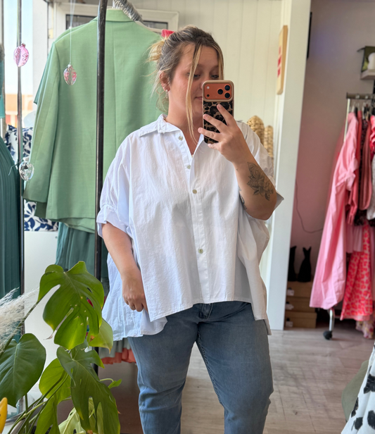 Blouse en coton oversize blanc - Taille unique 36-52