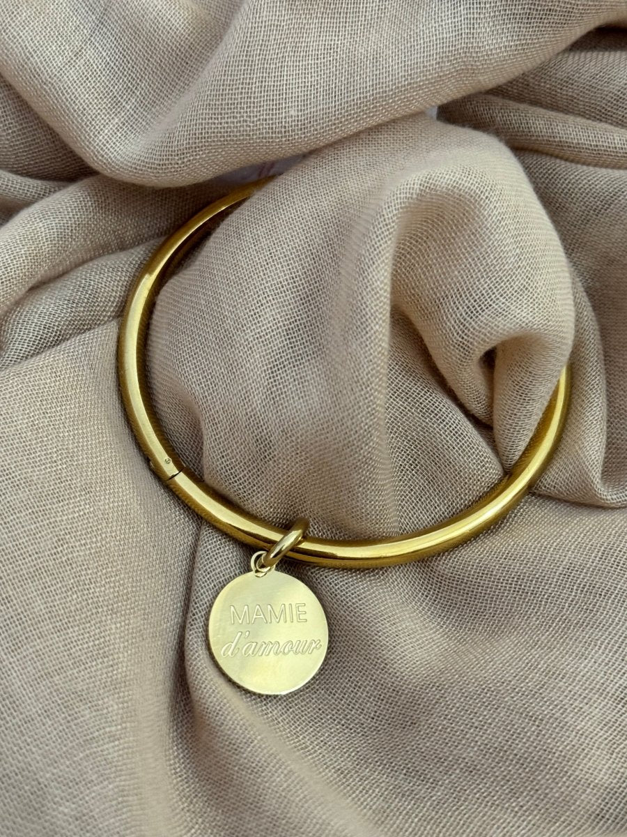 Jonc en acier inoxydable "Mamie d'amour" ou "Maman je t'aime" - C MON DRESSING