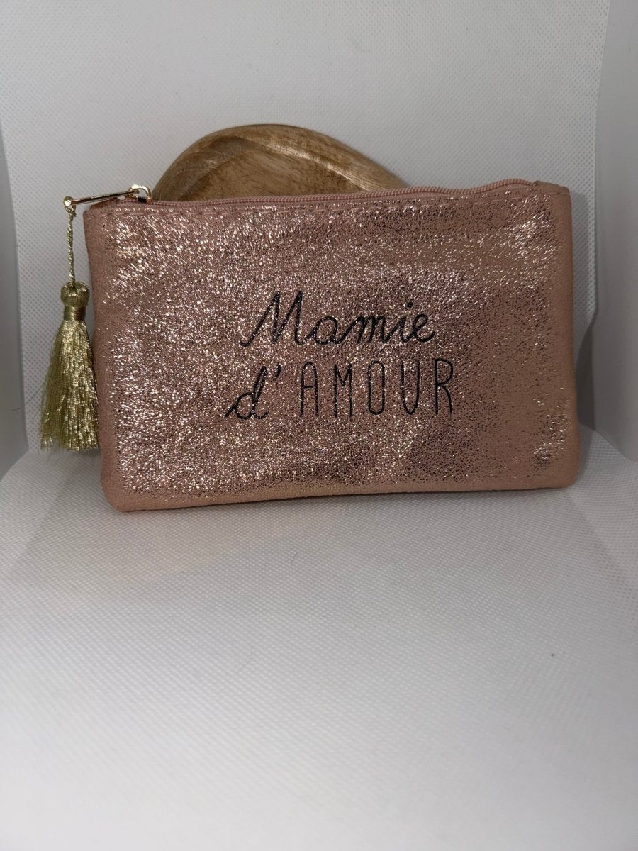 Pochette brillante rose “Mamie d'amour” – 10.5 × 17 cm (Copie) - C MON DRESSING