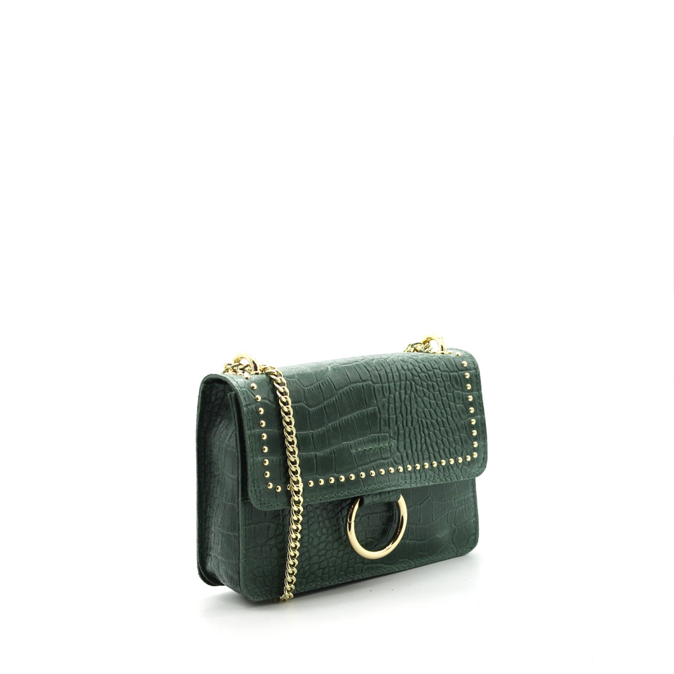 Sac en cuir clouté et chaine