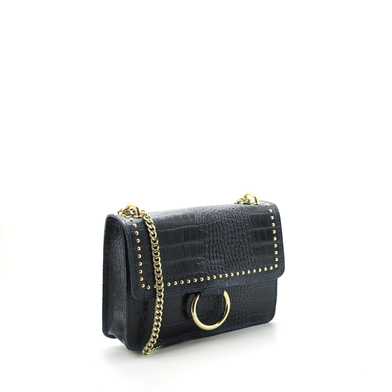 Sac en cuir clouté et chaine