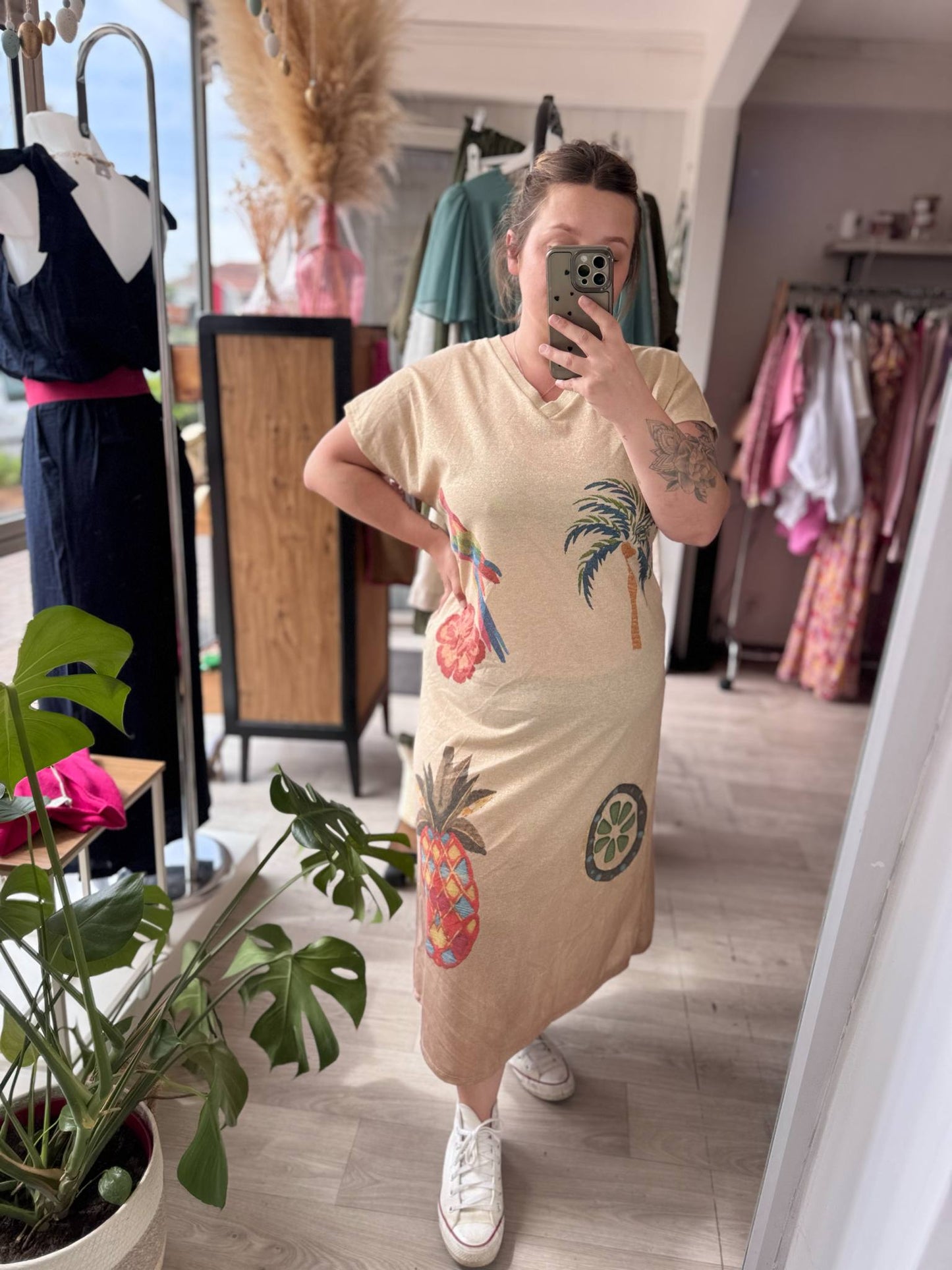 Robe longue lurex perroquet