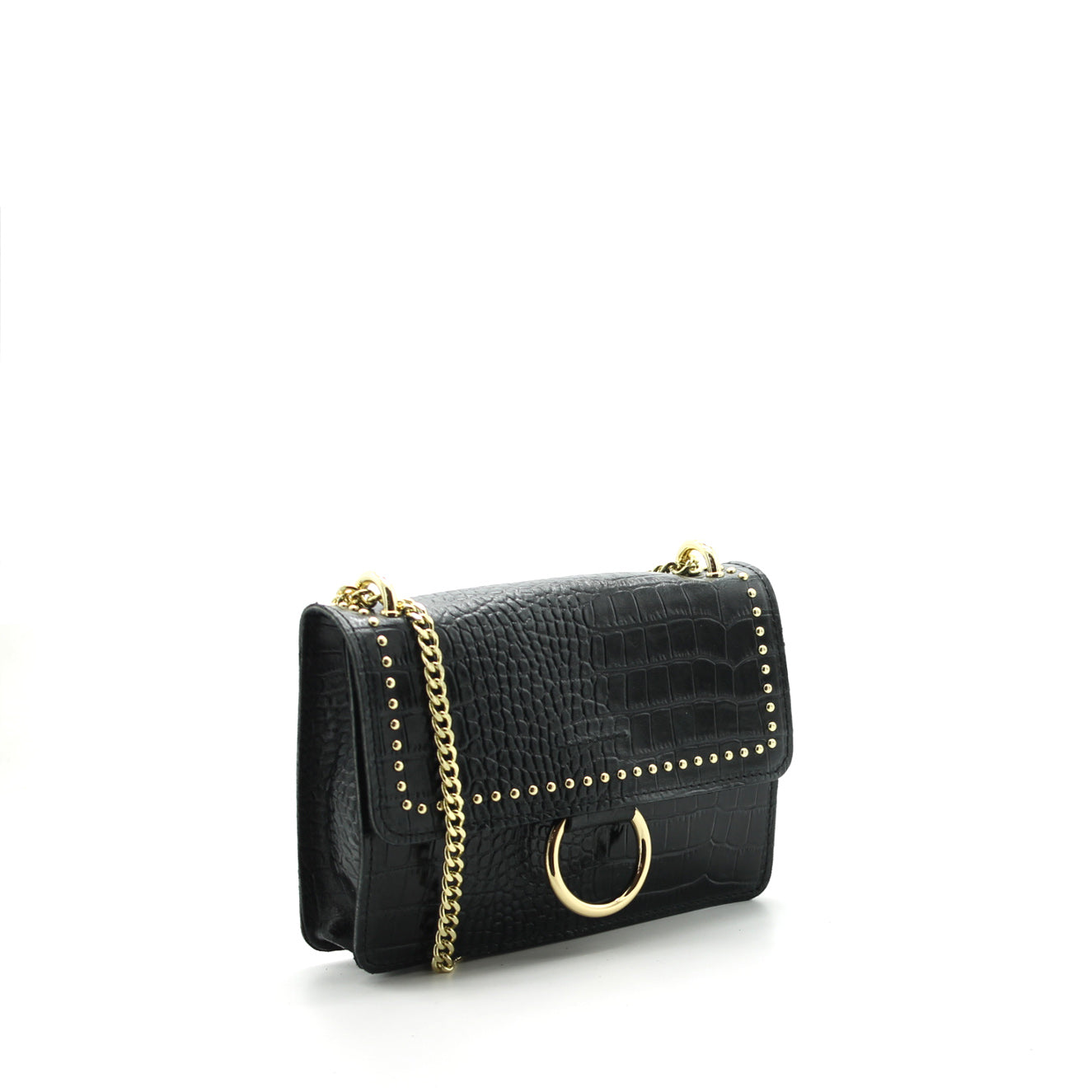 Sac en cuir clouté et chaine