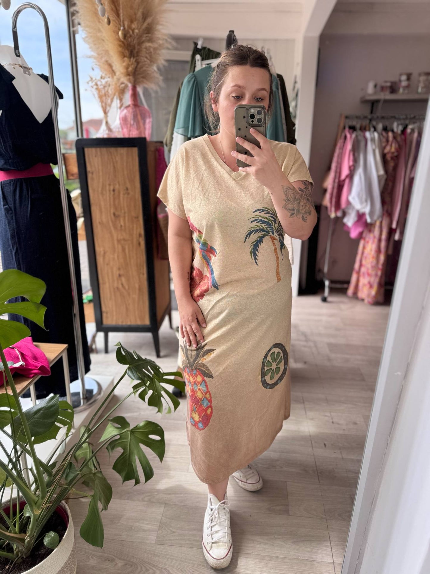 Robe longue lurex perroquet