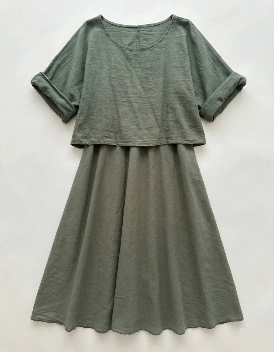 Robe deux - pièces - Taille unique 36 - 46 (8 couleurs) bleu bois de rose kaki en préco - C MON DRESSING