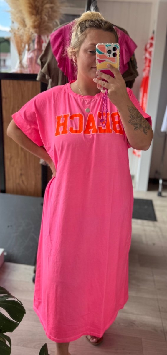 Robe Tee - shirt Rose Fluo - Taille unique 42 - 50 - C MON DRESSING